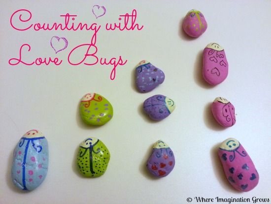Counting & Sorting DIY Love Bug Rocks : Where Imagination Grows