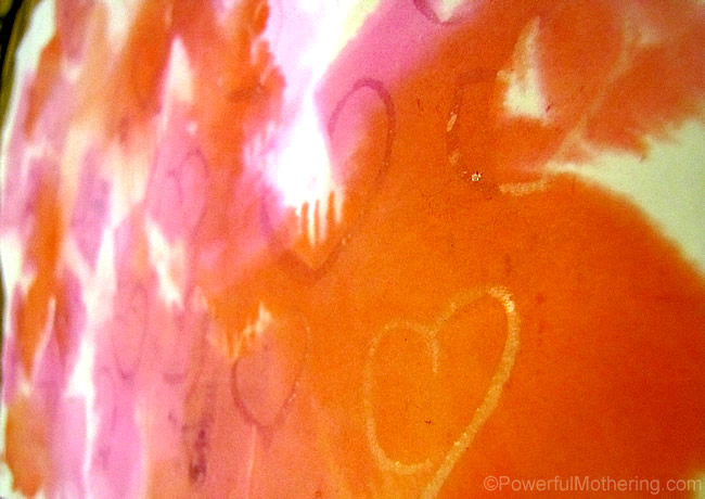 Heart Crayon Resist Painting for Valentines Day cards or crafts