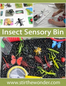 Insect sensory bin spring activities for kids