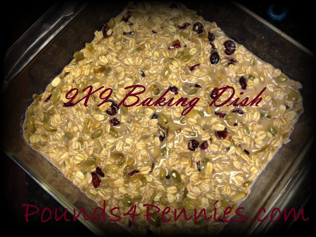 Baked oatmeal bars baking dish