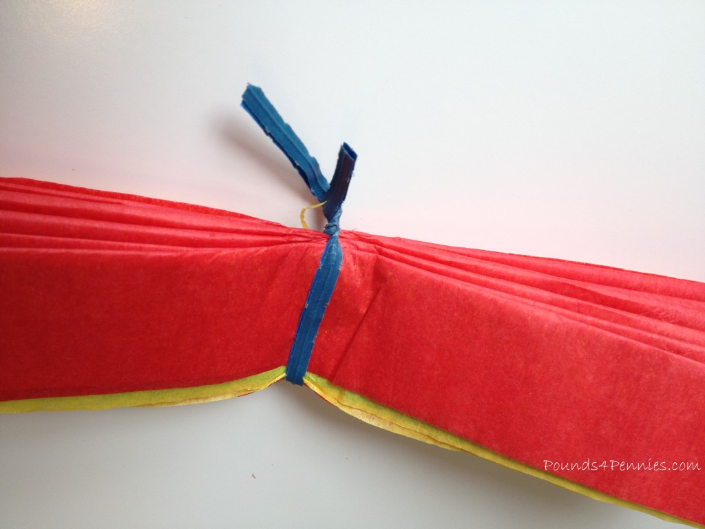 Twist tie for tissue ball turkey craft