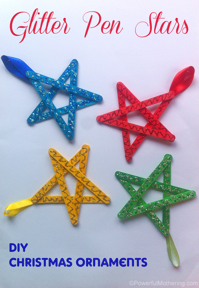 Easy christmas ornaments for kids glitter stars