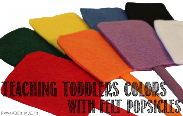 Teaching toddlers colors using diy felt popsicles. Great Rainbow Crafts for kids