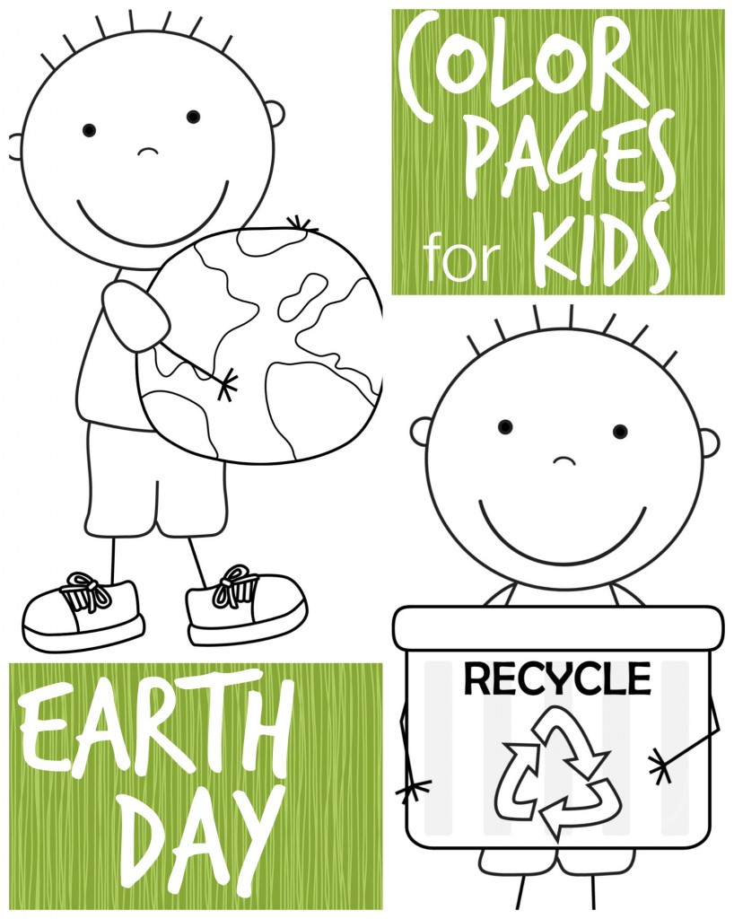 kid color pages  Earth Day for boys 